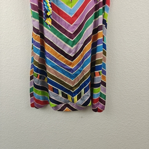 MILLY Marissa Colorful Rainbow Chevron Striped Mini Strappy Sheath Dress Sz 8 - Picture 9 of 14